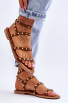 Women's Sandals With Decorative Studs Brown Dorothy
