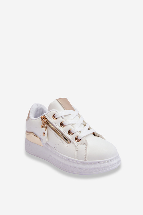 Children's Sport Shoes With Decorative Zipper White-Gold Rocco