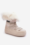 Women's Lace-up Snow Boots Light Beige Santero