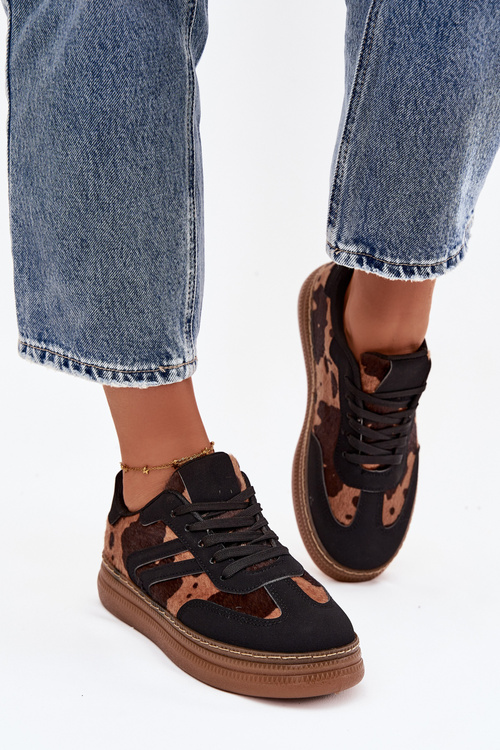 Women's Sneakers On Platform With Patches Black Denissa