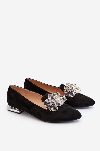 Women's Embellished Loafers With Flat Heels Black Sloane