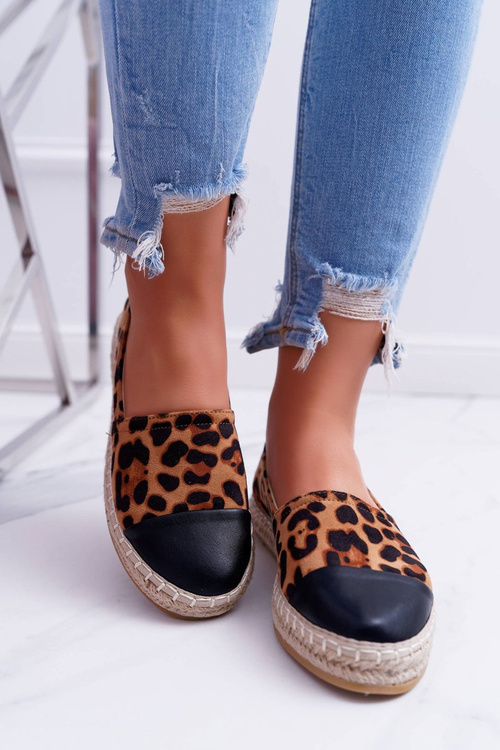 Damskie Espadryle Leopard Flaty