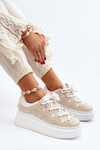 Women's sneakers with chunky lacing beige Vinali