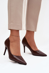 Women's High Heels Made of Eco Leather Chocolate Sivana