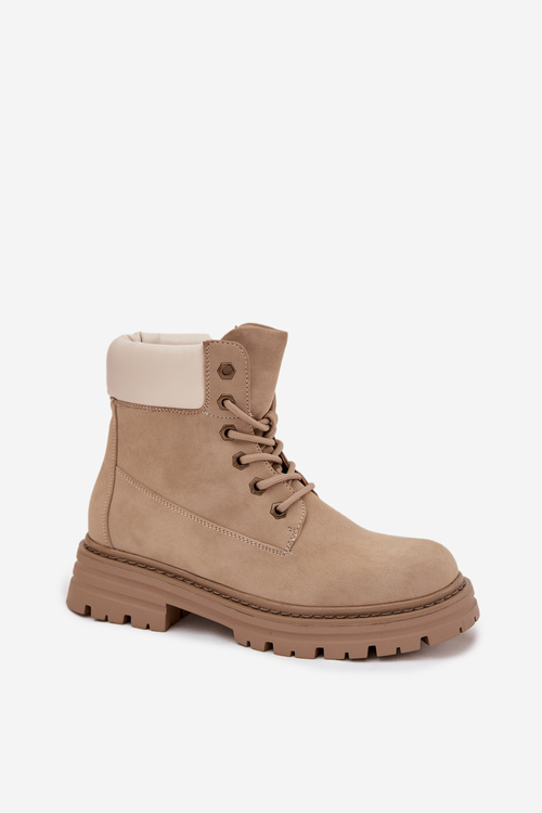 Women's Lace-up Boots Beige Norena