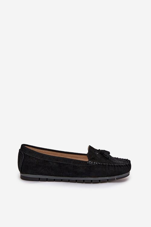 Women's Flat Classic Suede Moccasins S.Barski LR51-548 Black