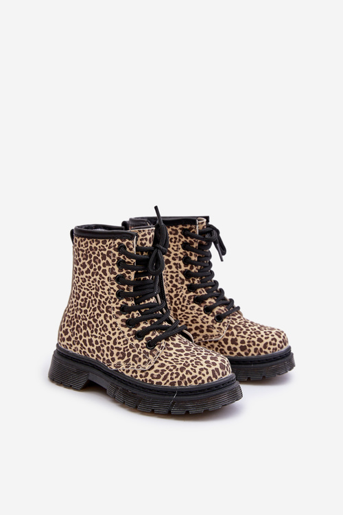 Insulated girls boots in leopard print beige Nelanna