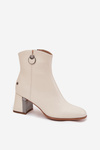 Insulated leather ankle boots with heel Maciejka K7203-04 beige