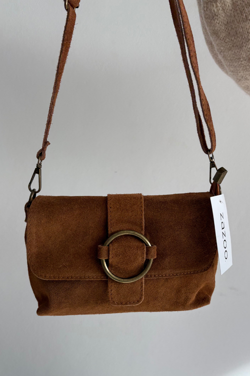 Leather Suede Small Bag Camel Jessel