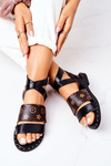 Flat Leather Sandals Black Loretta