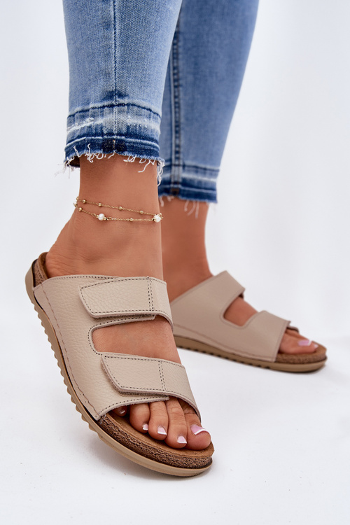 Leather Women's Slippers Inblu Beige AA0005GU