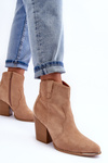 Suede Cowboy Boots On Heel Beige Lotoune 