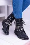 Lu Boo Black Boots with Studs Buckle Lock