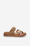 Comfortable Women's Flip-Flops With Flower Buckle Inblu GS000051 Brown