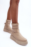 Women's Leather Platform Boots Light Beige Suam