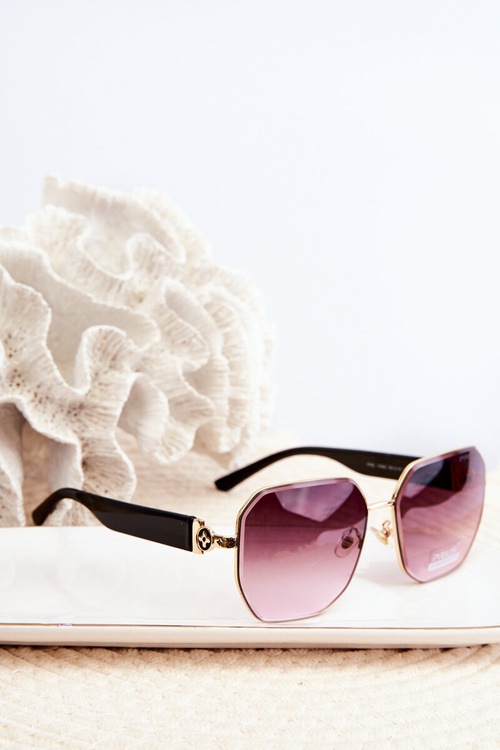 Okulary Przeciwsłoneczne Damskie UV400 Czarno-Złote