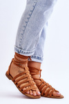 Women's Suede Roman Sandals Camel Sempre