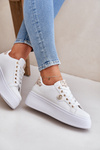 Eco Leather Sneakers On Platform With Golden Detail White-Beige Zingie