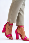 Satin High Heel Sandals Fuchsia Linsy