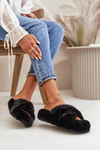Furry Women's Slippers On Thick Sole Black Lavitera