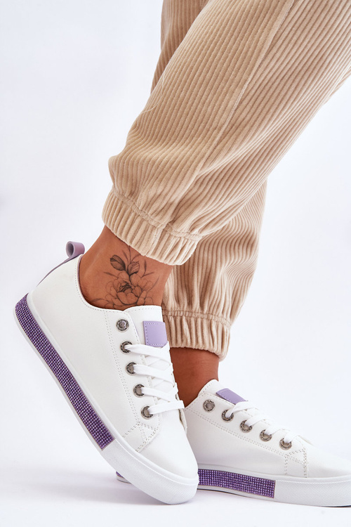 Trampki Niskie Damskie Dżety Biało-Fioletowe Demira