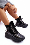 Women's Padded Boots on a Massive Platform Black Lanleh