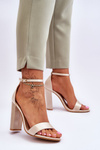 Satin High Heel Sandals Beige Linsy