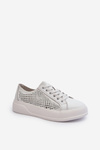 White Women's Leather Platform Sneakers S.Barski LR505