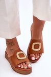 Women's Platform Sandals with Ornament Brown Denicia