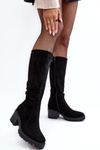 Women's Knee-High Boots On Low Heel Black Beveta