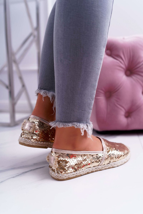 Lu Boo Women's Espadrilles Gold Sequins