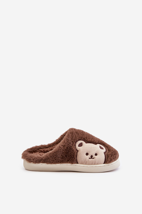 Womens Furry Slippers With Bear Brown Fiorinella
