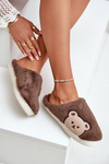 Womens Furry Slippers With Bear Brown Fiorinella
