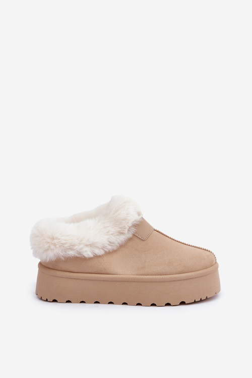 Śniegowce Z Futerkiem Eko Zamszowe Na Platformie Jasnobeżowe Neathoria