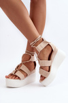 Women's Beige Lace-Up Sandals Helavi