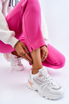 Fashionable Women's Platform Sneakers White-Pink Biko