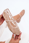 Mesh Ballet Flats With Embroidery And Decoration Beige Tillilora