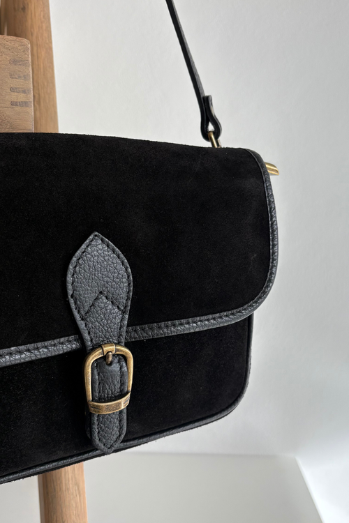 Leather Suede Messenger Bag Black Norla