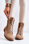 Openwork Suede boots with tied Nicole Camel 2696