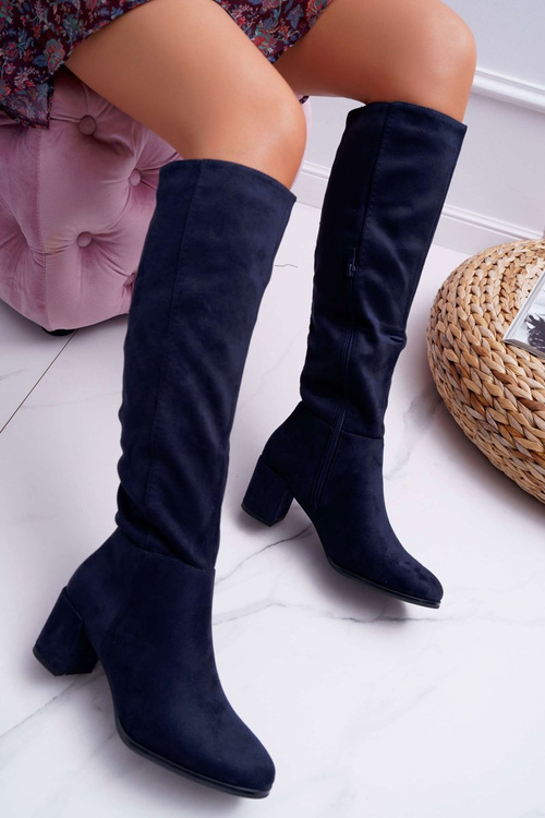 Women's Suede Boots Navy Blue Sergio Leone KZ273