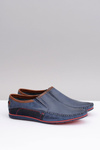 Slip-on Polish Men's Leather Moccasins Teodoro Navy Blue