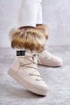 Women's Lace-up Snow Boots Beige Santero