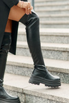 Knee High Boots On A Massive Platform Black Zinera