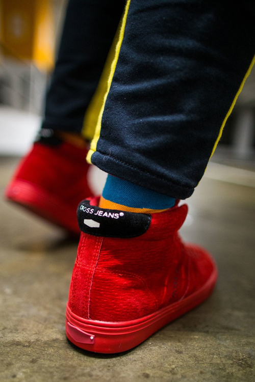 Men's Cross Jeans High Sneakers Leather Suede Red EE1R4055C