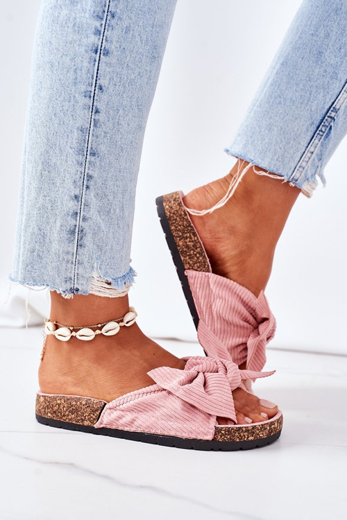 Sztruksowe Klapki Na Korku Różowe Summertime