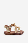Children's Sandals With Bow and Velcro Golden Joratia