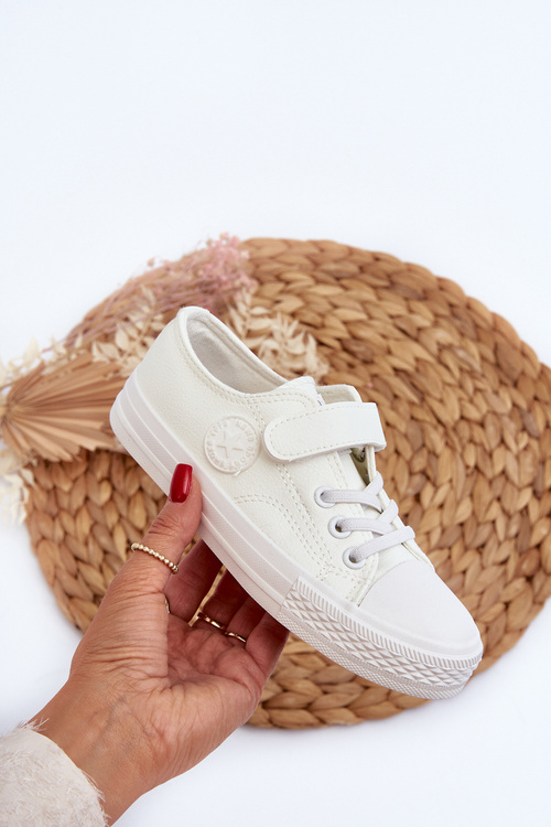 Leather Kids' Sneakers with Velcro White Delmara