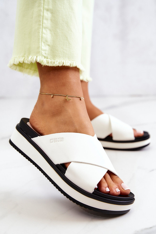 Leather Women's Slippers Big Star JJ274723 White