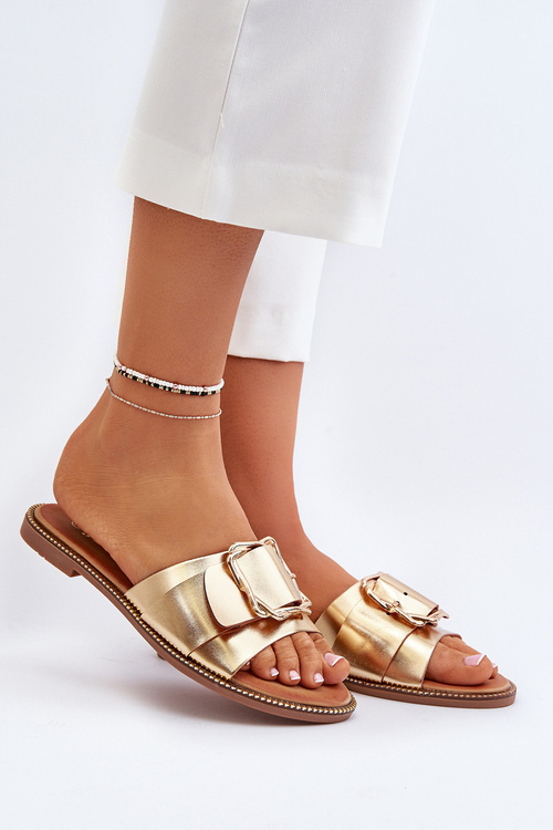 Women's Slippers with Strap and Gold Buckle Opahiri