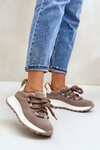 Women'S Suede Sneakers With Thick Laces Beige Artiker 54C1409